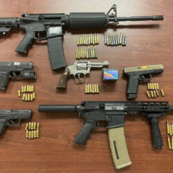 Seized firearms and ammunition from the dismantled multistate trafficking ring, including assault-style rifles, ghost guns and high-capacity magazines, displayed by Attorney General Letitia James' office. Photos courtesy of the Attorney General’s Office