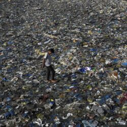 A boy walks on the plastic waste at the Badhwar Park beach on the Arabian Sea coast on World Environment Day in Mumbai, India, June 5, 2023. Negotiators at UN-led talks in Nairobi have failed to agree on how to advance work towards the development of a global treaty to end plastic pollution. Environmental advocates say some oil-producing governments used stalling tactics designed to ultimately weaken the treaty. Photo: Rajanish Kakade/AP