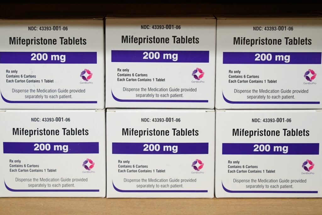 Boxes of the abortion-inducing drug mifepristone sit on a shelf at the West Alabama Women's Center in Tuscaloosa, Ala., on March 16, 2022. Photo: Allen G. Breed/AP