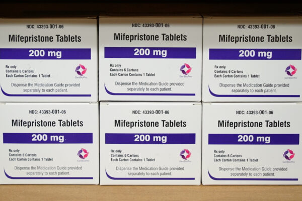 Boxes of the abortion-inducing drug mifepristone sit on a shelf at the West Alabama Women's Center in Tuscaloosa, Ala., on March 16, 2022. Photo: Allen G. Breed/AP