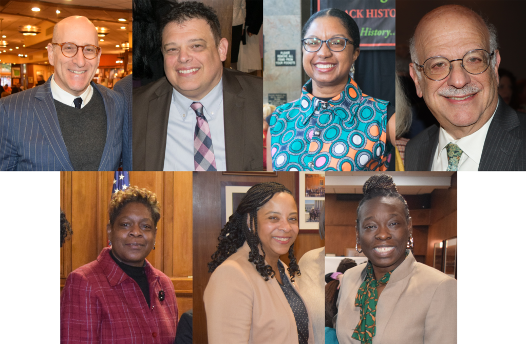 The Brooklyn Democratic Party's seven nominees for the New York State Supreme Court include judges with diverse backgrounds: Hon. Keisha Alleyne (Kings County Civil Court), Hon. Inga O’Neale (Kings County Civil Court), Hon. Christopher Robles (Kings County Criminal Court), Hon. Adam Perlmutter (Acting Justice, Kings County Supreme Court, Criminal Term), Hon. Lisa Lewis (New York City Civil Court), Hon. Jeffrey Sunshine (Supreme Court Justice since 2010), and Hon. Sharen Hudson (Acting Supreme Court Justice, Kings County). Eagle photos by Robert Abruzzese