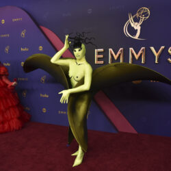 Megami, left, and Nymphia Wind arrive at the 76th Primetime Emmy Awards on Sunday, Sept. 15, 2024, at the Peacock Theater in Los Angeles. (Photo by Richard Shotwell/Invision/AP)