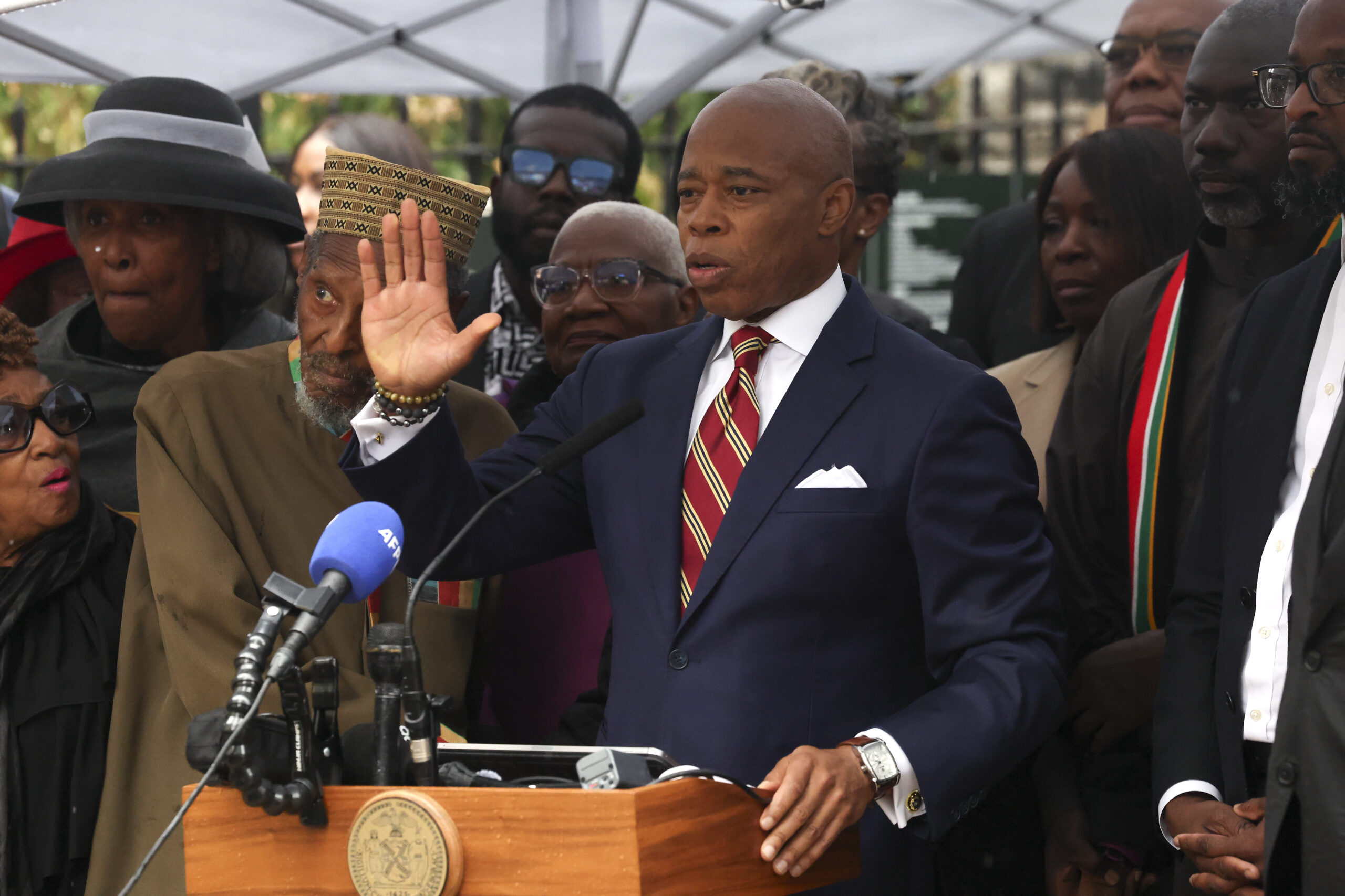 New York City Mayor Eric Adams speaks during a news conference outside Gracie Mansion, Thursday, Sept. 26, 2024, in New York. AP Photo/Yuki Iwamura