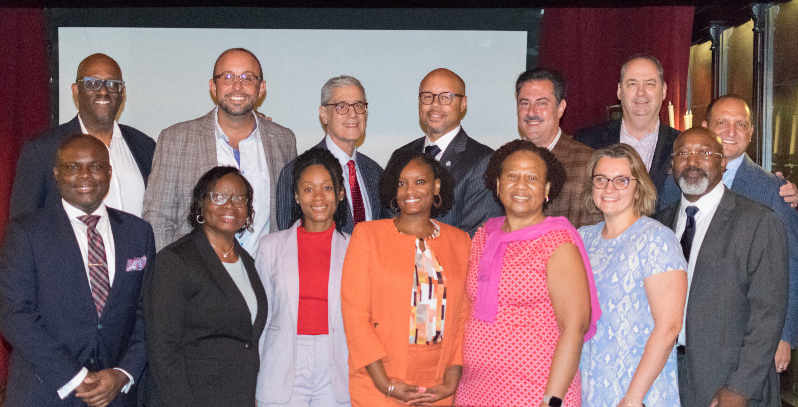 Leaders from Brooklyn’s legal community gathered at the Surrogate’s Court Bench and Bar Mixer on Sept. 12 at the House of Wax in Downtown Brooklyn. The event brought together members of multiple bar associations, including the Brooklyn Bar Association, Caribbean American Lawyers Association and Metropolitan Black Bar Association. Standing in the back row (left to right): Antar Jones, Adam Kalish, Steve Cohn, Anthony Vaughn, Jimmy Lathrop, James Cahill, Jr., and Daniel Antonelli. In the front row (left to right): Luwick Francois, Yvette Hinds-Wills, Natoya McGhie, Kerry Archer, Pamela Walker, Regina Kiperman, and Hon. Dale Fong-Frederick. Brooklyn Eagle photo by Robert Abruzzese