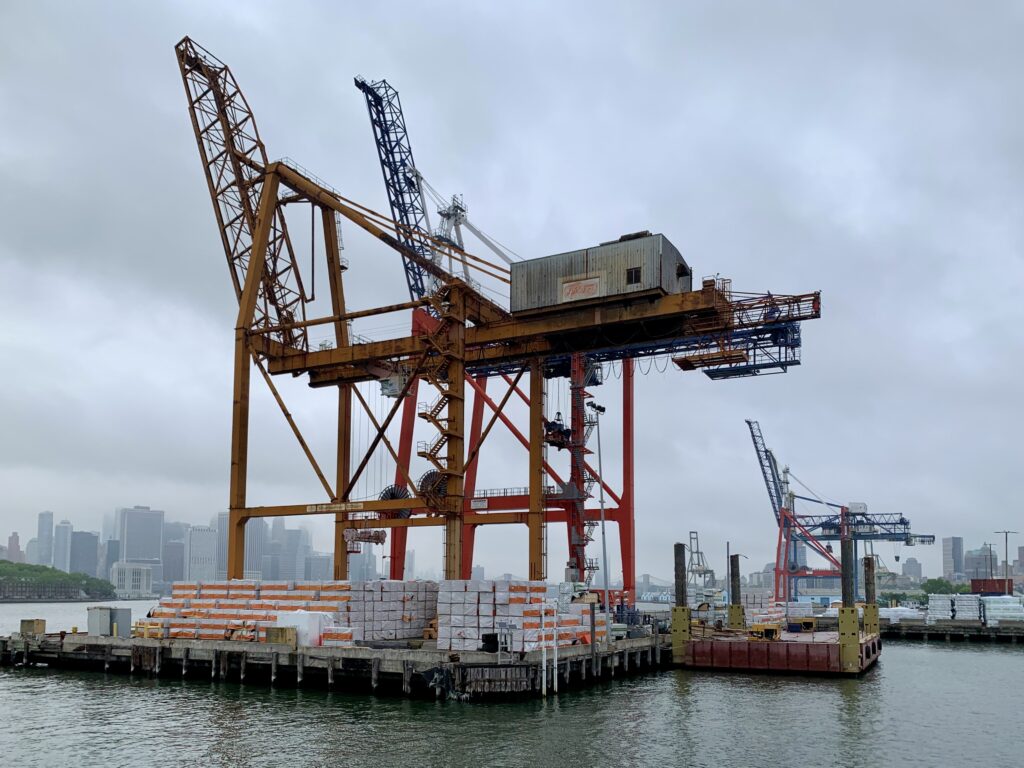 Cranes at Atlantic Basin within the Brooklyn Marine Terminal site. Photo: Mary Frost, Brooklyn Eagle