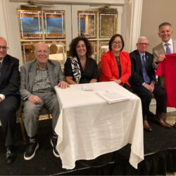 From left to right: Hon. Carl Landicino, Hon. Robert Miller, Hon. Lara Genovesi, Hon. Lillian Wan, Hon. William Mastro and Columbian Lawyers Association of Brooklyn President John Dalli, who gave the judges "Columbian Strong" t-shirts as a thank-you for stepping in at the last minute to lead a discussion on appellate practice. The judges provided practical advice and shared insights into how attorneys can better prepare for their cases before the Appellate Division, Second Department. Brooklyn Eagle photo by Robert Abruzzese