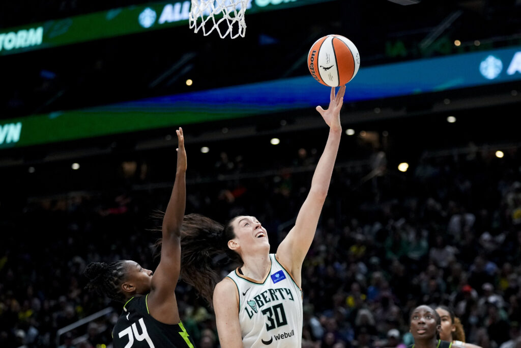 Breanna Stewart lit up her former teammates for 32 points last Friday as the Liberty beat Seattle for the sixth straight time since her arrival in Brooklyn. AP Photo by Lindsey Wasson