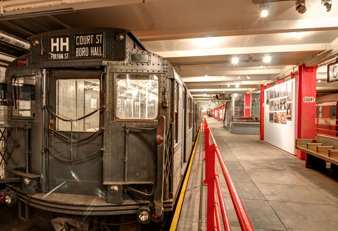 One of the many old trains that can be seen at the New York Transit Museum in Downtown Brooklyn. Photo courtesy of NY Transit Museum