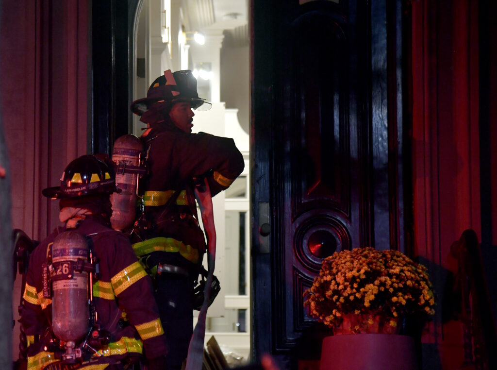 Firefighters at the scene of an early-morning fire on Henry Street in Brooklyn Heights on Sunday, Oct. 13. Photo courtesy of Marc Hermann