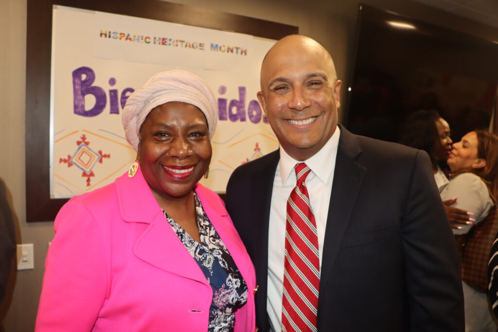 BWBA President Hon. Cenceria Edwards and Honoree Justice Hector LaSalle, presiding justice of the Appellate Division, Second Department, at the Brooklyn Women’s Bar Association’s Hispanic Heritage Month celebration, where Justice LaSalle was recognized for his leadership and advocacy for diversity within the courts. Brooklyn Eagle photos by Mario Belluomo