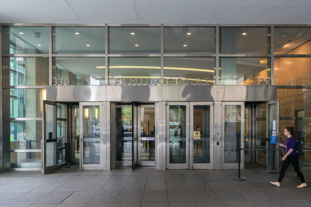 The entrance of the Brooklyn Family Court at 330 Jay St., where support magistrates play a critical role in handling cases such as child support, custody, and paternity. A recent initiative announced by Chief Administrative Judge Joseph Zayas seeks to fill these essential positions with a pay increase aimed at attracting qualified candidates. Brooklyn Eagle photo by Robert Abruzzese