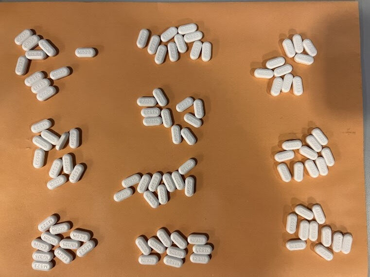 Counterfeit oxycodone pills laced with fentanyl seized during the investigation. Photo courtesy of the Attorney General’s Office