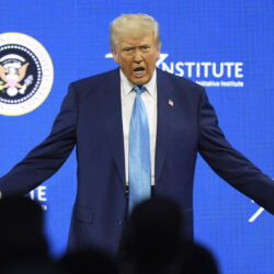 President Donald Trump speaks at the Future Investment Initiative (FII) Institute summit in Miami Beach, Fla., Wednesday, Feb. 19, 2025.