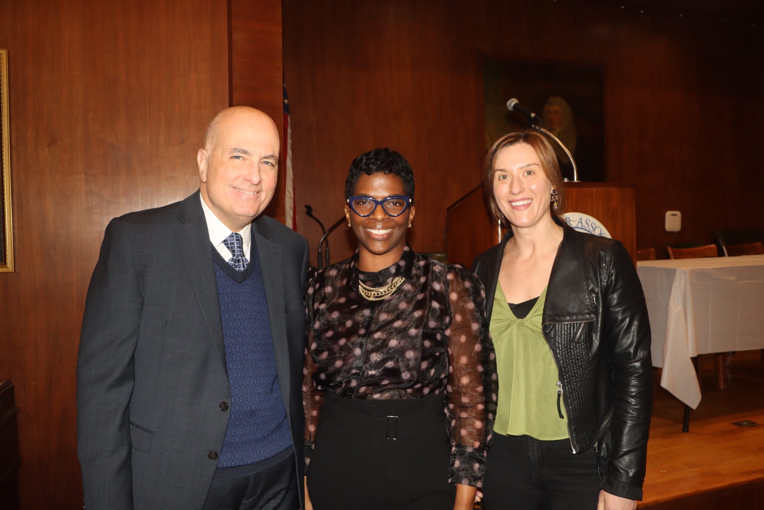From left: Hon. Carl Landicino, associate justice of the Appellate Division, Second Department; Hon. Dena Douglas; and Hon. Alexis Riley. Brooklyn Eagle photo by Mario Belluomo