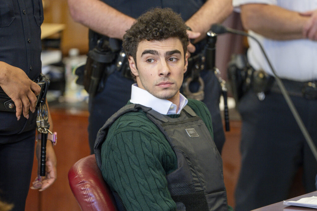 Luigi Mangione , accused of fatally shooting the UnitedHealthcare CEO Brian Thompson in New York City and leading authorities on a five-day search is scheduled, appears in court for a hearing, Friday, Feb. 21, 2025, in New York. Steven Hirsch/New York Post via AP, Pool, File