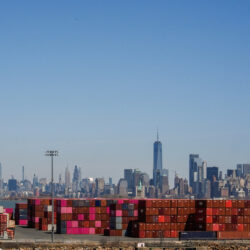 Shipping containers are seen at Port Jersey, Friday, April 18, 2025, in Jersey City, N.J. AP Photo/Julia Demaree Nikhinson