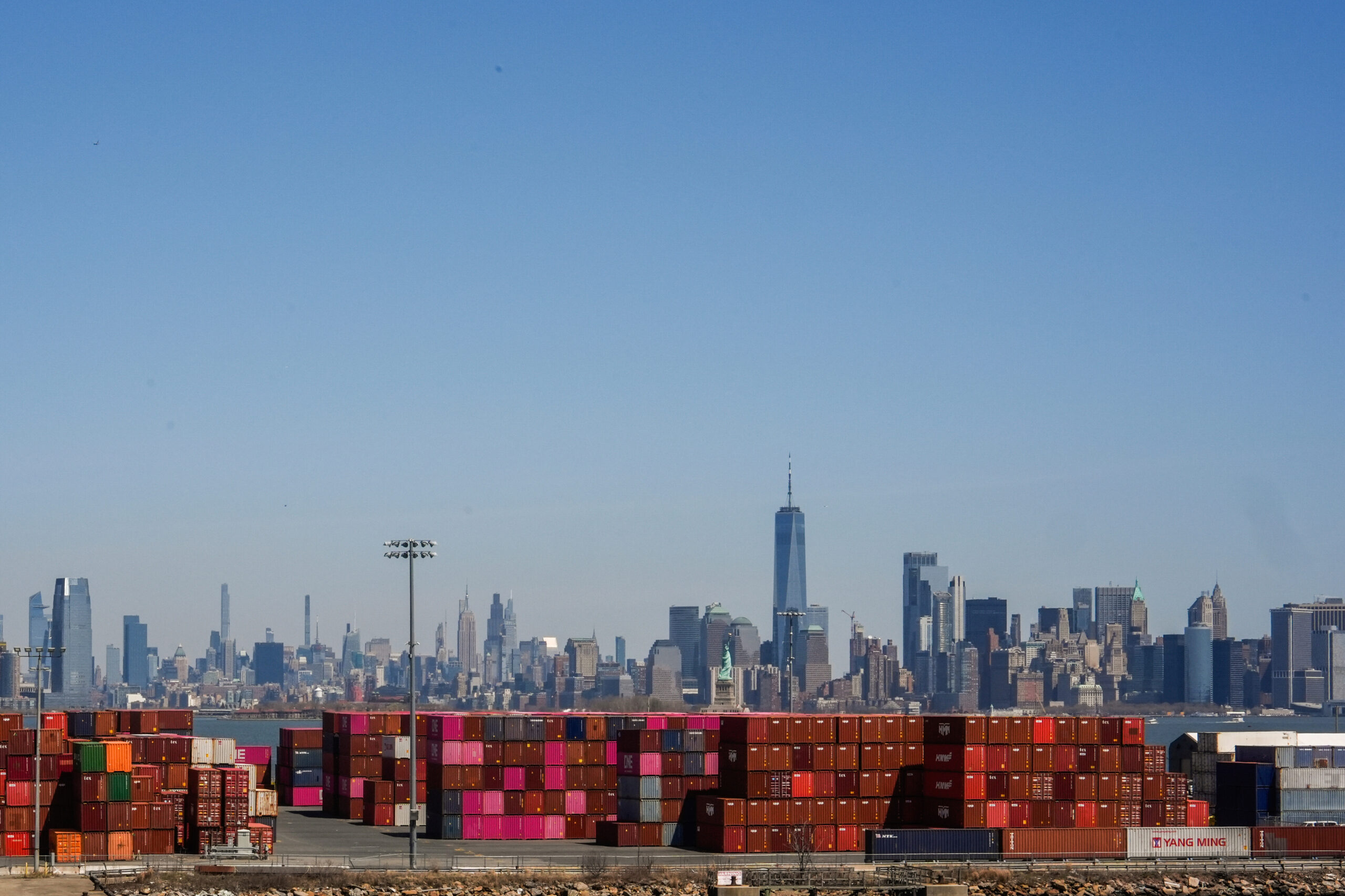 Shipping containers are seen at Port Jersey, Friday, April 18, 2025, in Jersey City, N.J. AP Photo/Julia Demaree Nikhinson