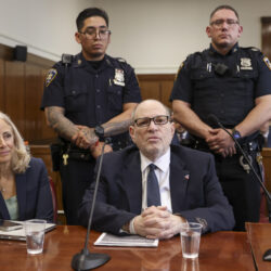 Harvey Weinstein appears in state court in Manhattan as jury selection continues in his retrial on Wednesday, April 23, 2025, in New York. Photo: Sarah Yenesel/Pool Photo via AP