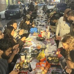Participants of the first ever community Iftar in Boerum Hill breaking their fast. Photo by Wayne Daren Schneiderman