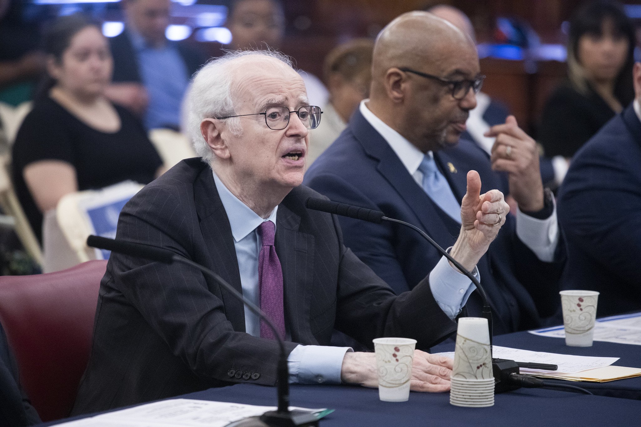 Former Chief Judge Jonathan Lippman, who leads a commission charged with mapping out a plan to close Rikers Island. Lippman told the City Council about the plan during a hearing on Wednesday, April 16, 2025. Photo by John McCarten/NYC Council Media Unit