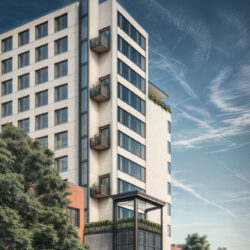 A rendering of the planned rent-stabilized senior housing development on Third Avenue in Boerum Hill, to be called Third Act, as seen from Wyckoff Street. Rendering courtesy of HPD