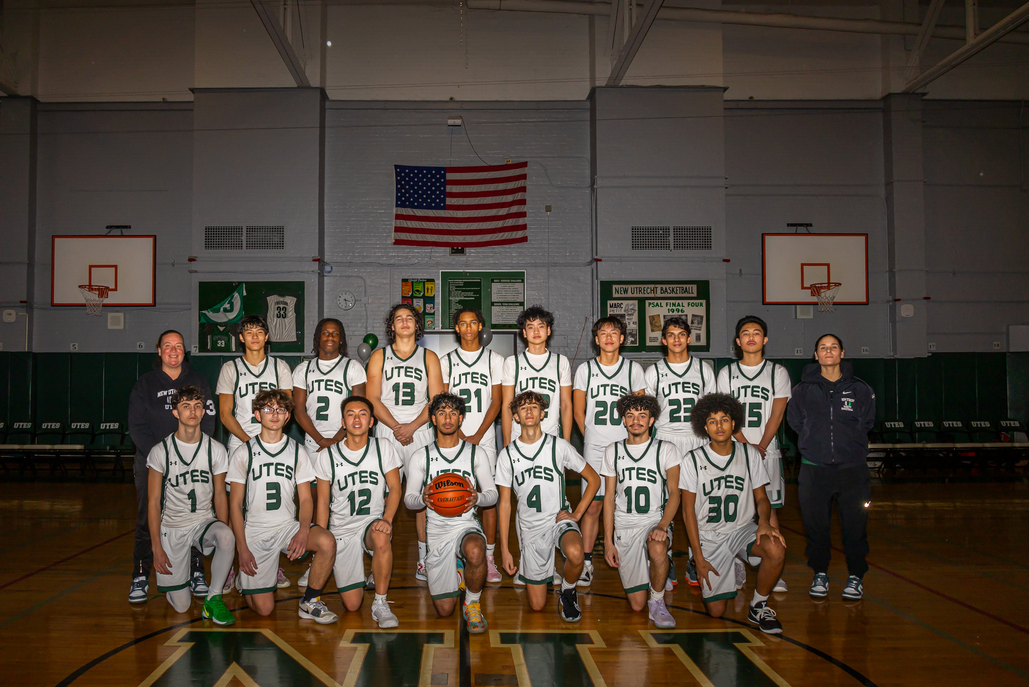 Jennifer Agosto with the New Utrecht High School varsity team. Photo courtesy of Jennifer Agosto