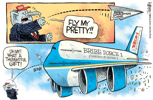 Bribe Force One Trump Qatar Plane by Rick McKee