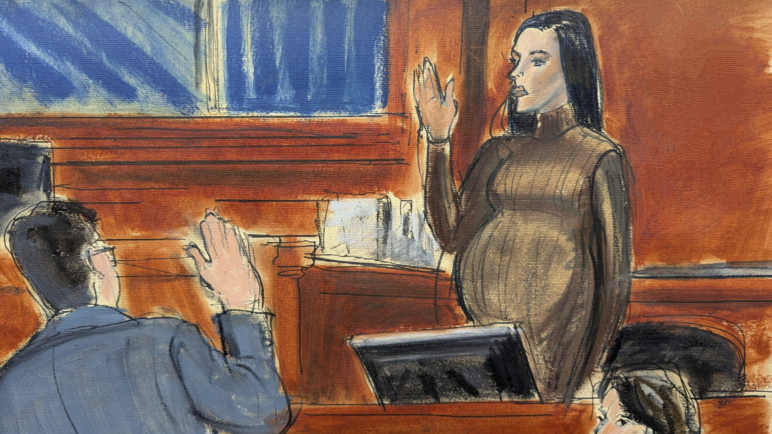 Cassie Ventura takes an oath before testifying in Manhattan federal court, Tuesday, May 13, 2025, in New York. Photo: Elizabeth Williams via AP
