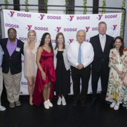 Dozier Hasty and Glaski of the Brooklyn Eagle with YMCA board members. Photo by John McCarten