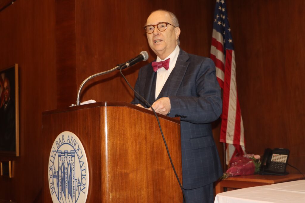 Judge Barry Kamins addressing the crowd. Brooklyn Eagle photo by Mario Belluomo