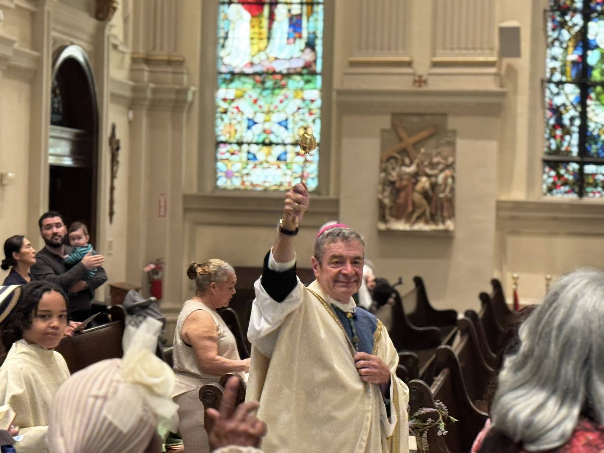 Bishop Robert Brennan was at the church to speak of the new pop during his homily. Photo courtesy of Bishop Robert Brennan’s Facebook