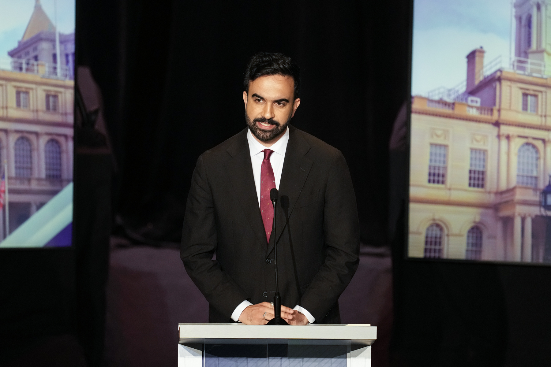 Assemblyman Zohran Mamdani speaks during the final primary New York City mayoral debate, at the John Jay College of Criminal Justice in the Gerald W. Lynch Theater, in New York City, Thursday, June 12, 2025. Vincent Alban/The New York Times via AP, Pool