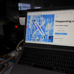 A view of a laptop shows an X sign-in page and logo, in Belgrade, Serbia, July 24, 2023. AP Photo/Darko Vojinovic, File