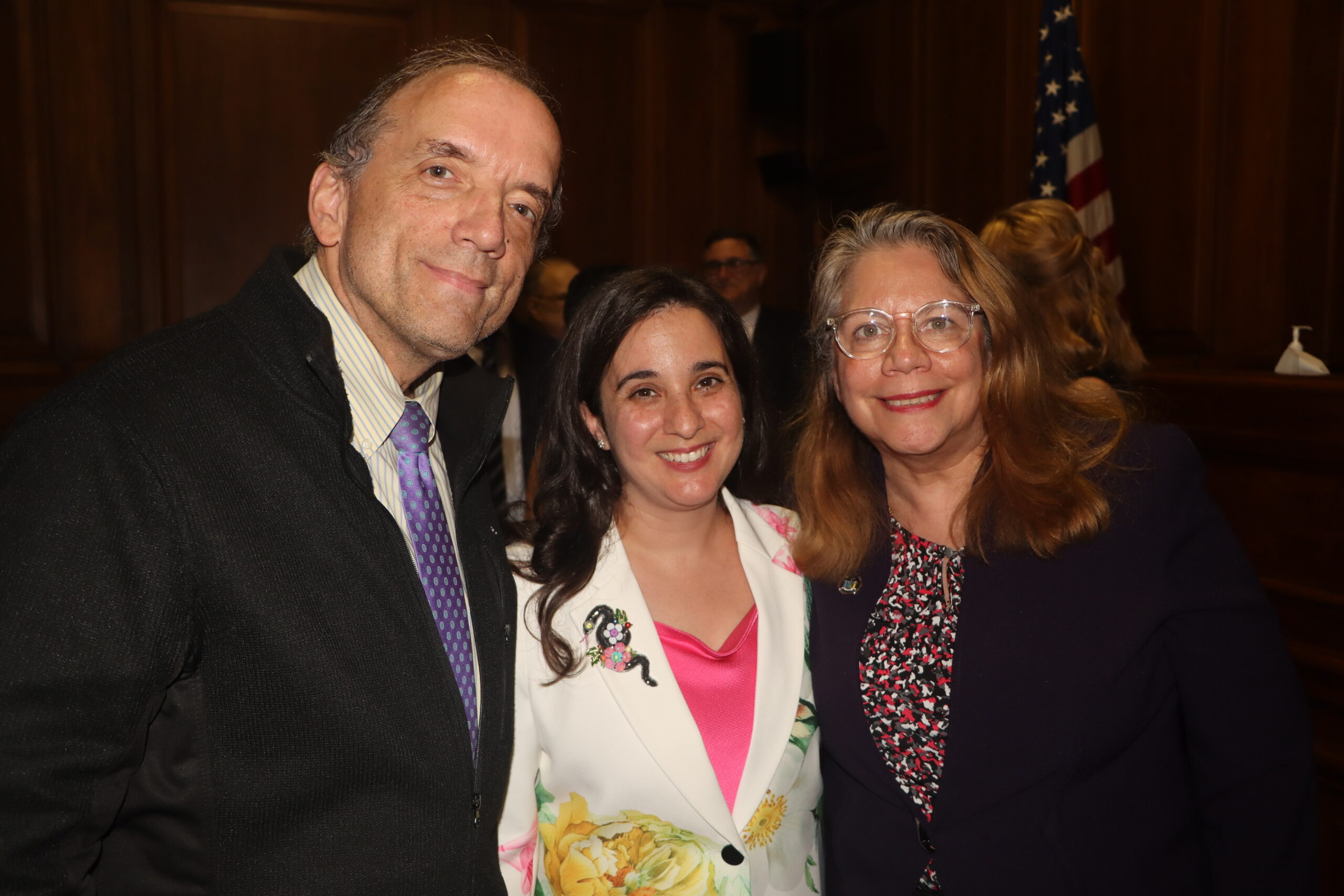 From left: Hon. Patrick Hayes Torres; Christina Golkin, Esq.; and Hon. Carmen Pacheco. Brooklyn Eagle photos by Mario Belluomo