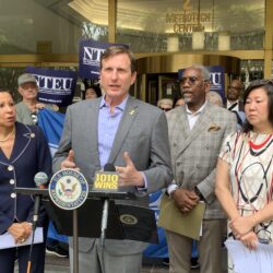“They are trying to cut our benefits,” Rep. Dan Goldman said of the Trump administration. Brooklyn Eagle photo by Mary Frost