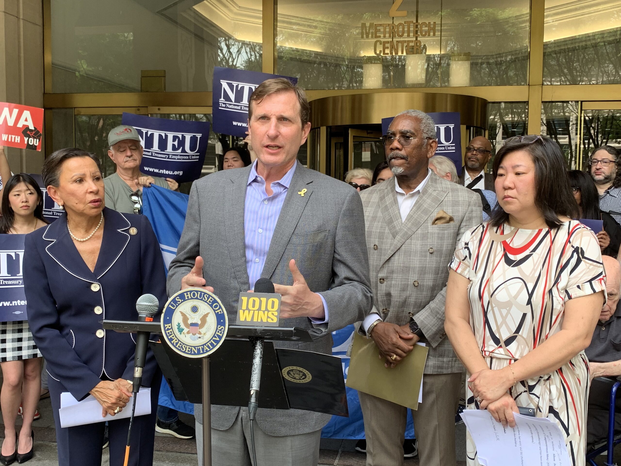 “They are trying to cut our benefits,” Rep. Dan Goldman said of the Trump administration. Brooklyn Eagle photo by Mary Frost
