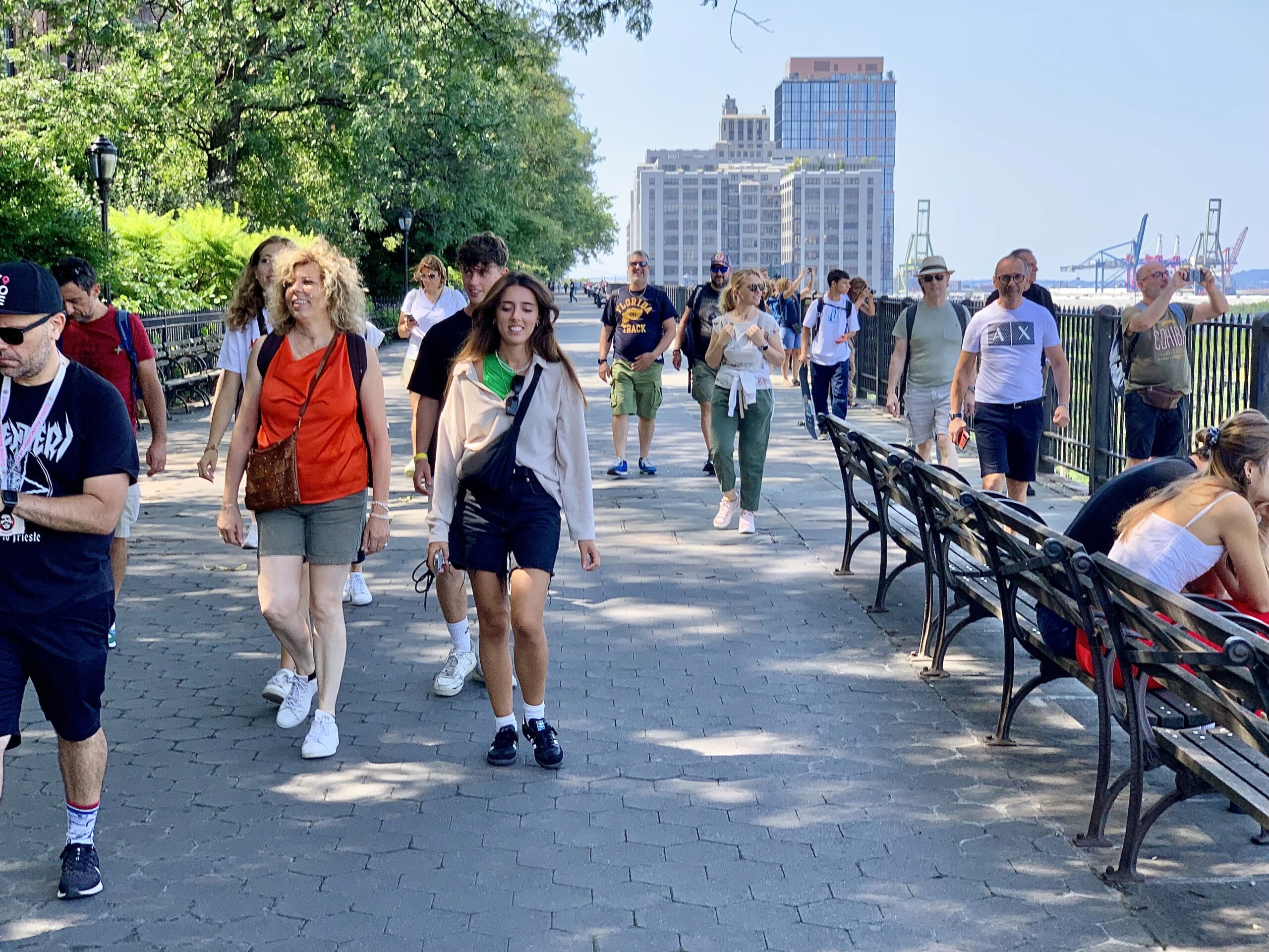 Video surveillance cameras will be installed along the Brooklyn Heights Promenade in July. Photo: Mary Frost, Brooklyn Eagle