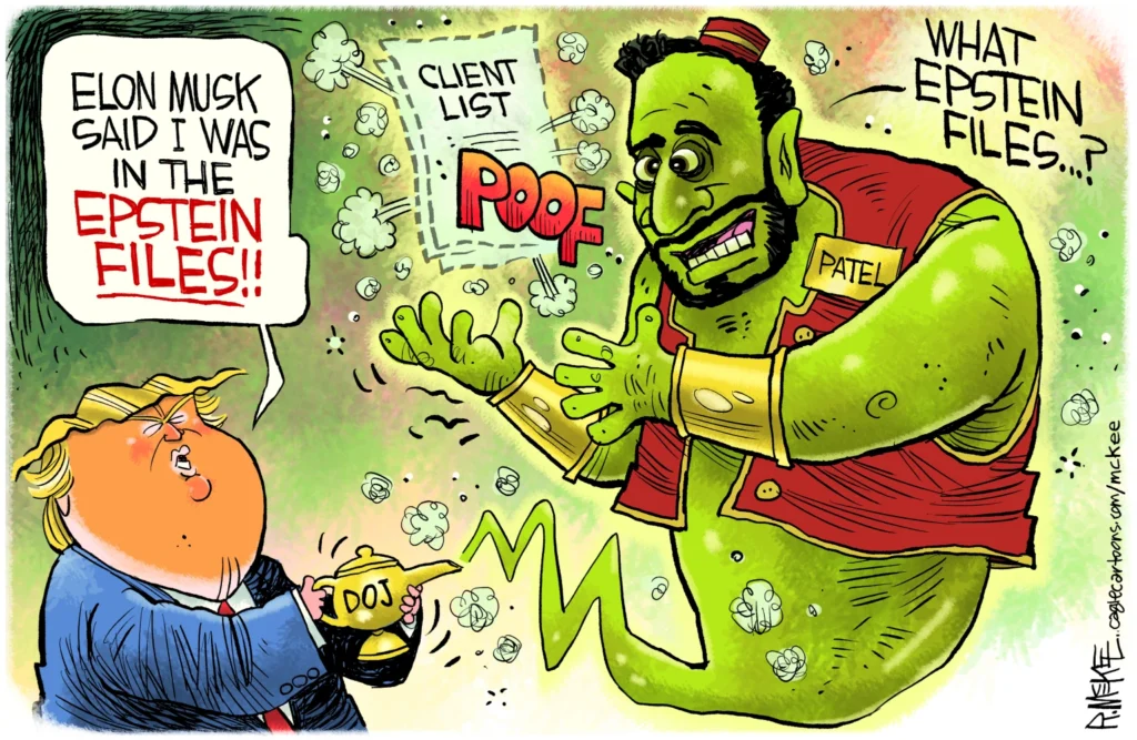 DOJ Genie Makes Trump's Epstein Files Disappear by Rick Mckee