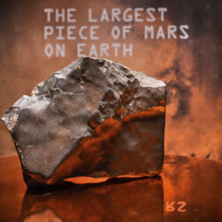 A Martian meteorite, weighing 54.388 lbs. (24.67 kg), said to be the largest piece of Mars on Earth, estimated at $2 - 4 million, is displayed at Sotheby's, in New York, Wednesday, July 9, 2025, part of their Geek Week auction, July 16, 2025. AP Photo/Richard Drew