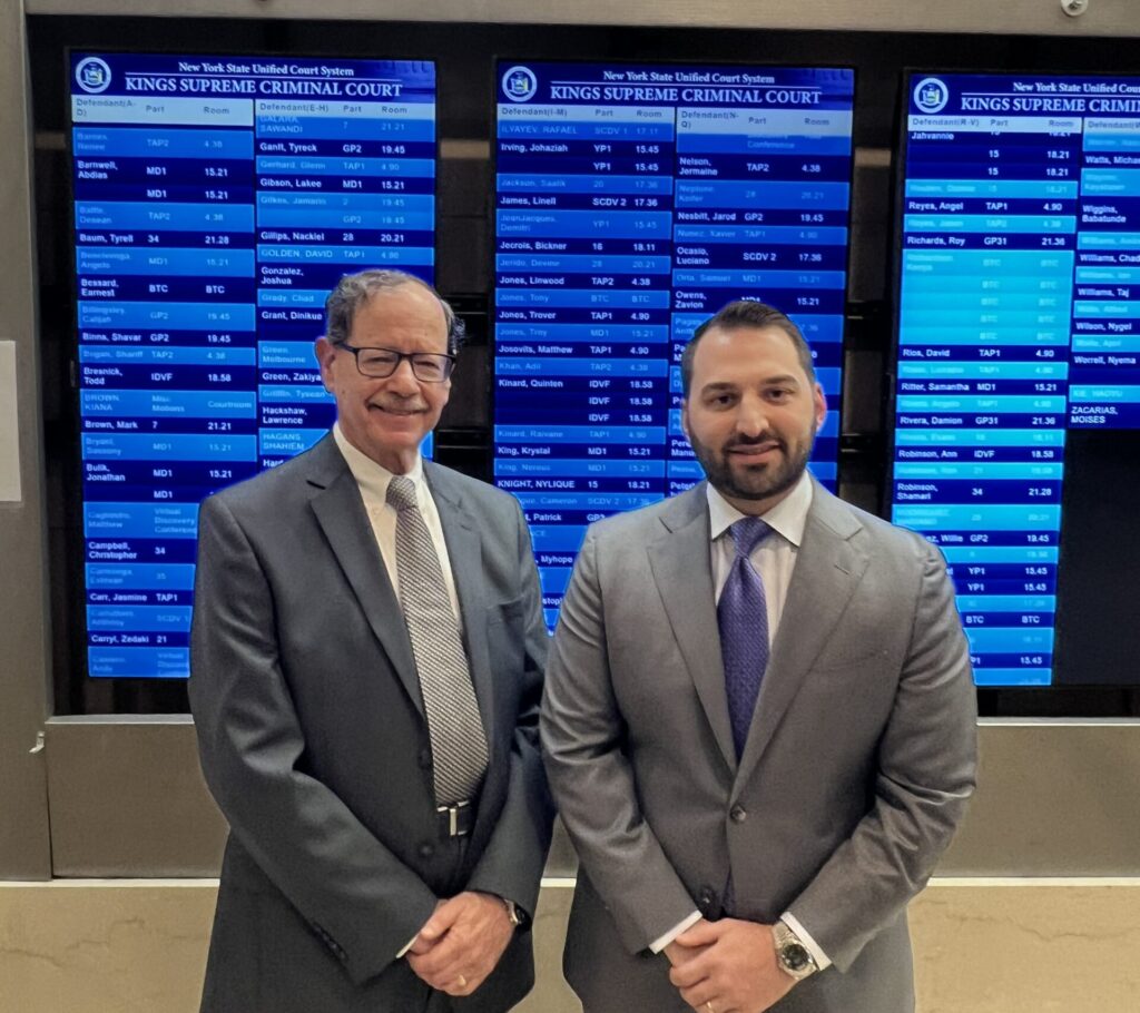 Judge Mark Partnow, Liakas Law, P.C., retired senior partner, left, alongside partner at Liakas, Nicholas Liakas, Esq. Brooklyn Eagle photo by Wayne Daren Schneiderman