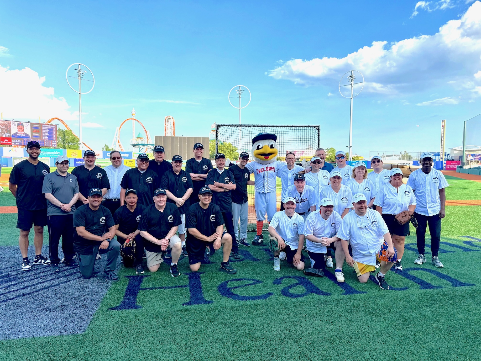 The clergy, named the Collars, took on the school administrators and principals, the Scholars. Photo by John Quaglione/DeSales Media