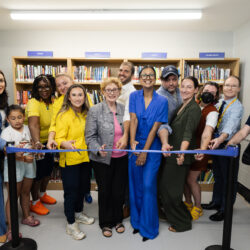 Cutting the ribbon on the new pop-up BPL branch on Baltic Street were Assemblymember Jo Anne Simon and Councilmember Shahana Hanif; State Sen. Andrew Gounardes and CB6 District Manager Mike Racioppo, along with BPL, DCAS and IKEA representatives. Photo: BPL
