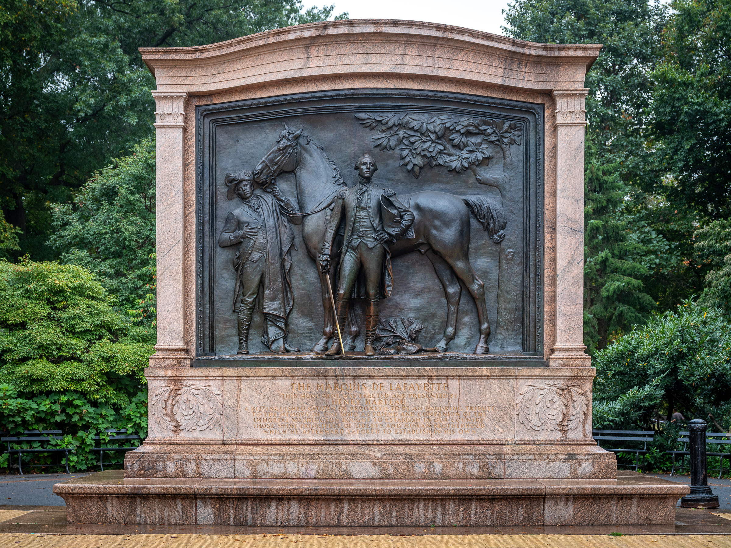 The Marquis De Lafayette Memorial monument was erected in Prospect Park in 1917. Lafayette was a French general who fought alongside the 13 Colonies in the Revolutionary war. Photo: David Jacobs