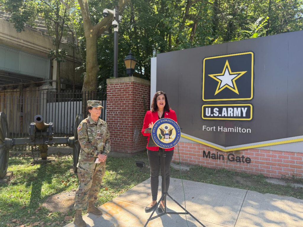 Rep. Nicole Malliotakis at Fort Hamilton with Col. Misty Cantwell, U.S. Army Garrison Fort Hamilton Commander Photo courtesy Office of Rep. Malliotakis