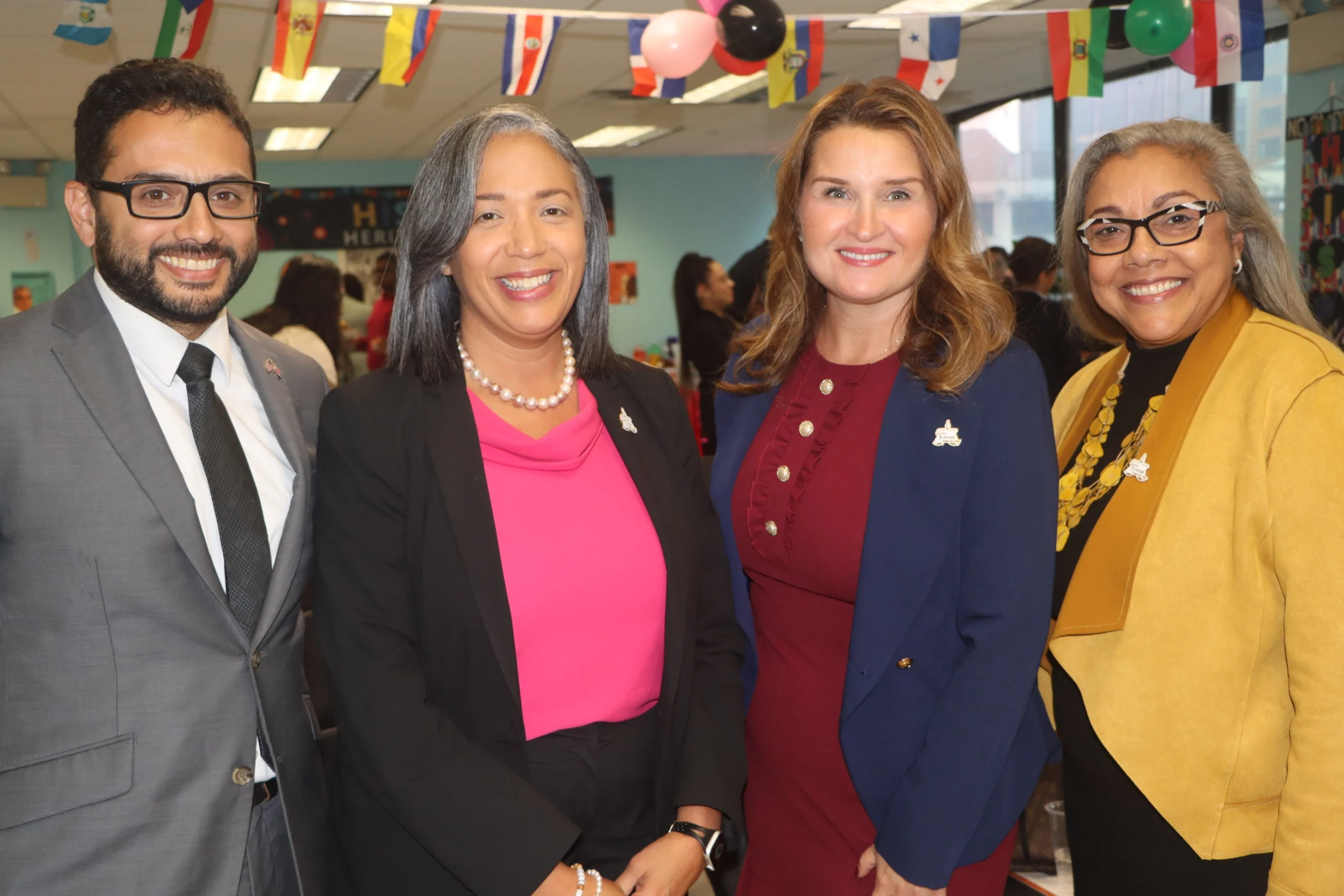 From left: Hon. Sergio Jimenez, Hon. Lourdes Ventura, Hon. Elena Goldberg Velazquez and Hon. Sallie Manzanet-Daniels. Brooklyn Eagle photo by Mario Belluomo