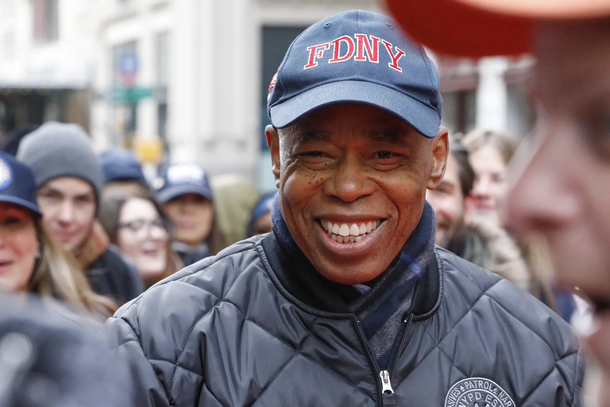 Mayor Eric Adams takes part in the Veterans Day Parade in Manhattan, Nov. 11, 2025. Credit: Alex Krales/THE CITY