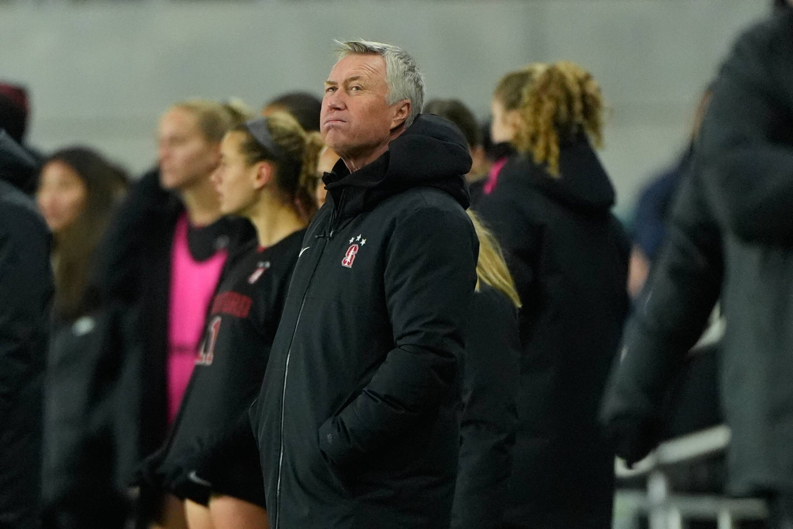 Stanford head coach Paul Ratcliffe is seen during the second half of the NCAA college soccer tournament final against Florida State Monday, Dec. 8, 2025, in Kansas City, Mo. Photo: Charlie Riedel/AP