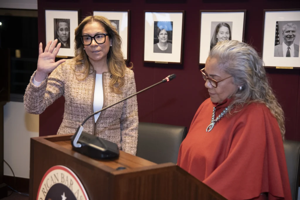 Incoming President Lillian Mosley is sworn in. Brooklyn Eagle photo by John McCarten