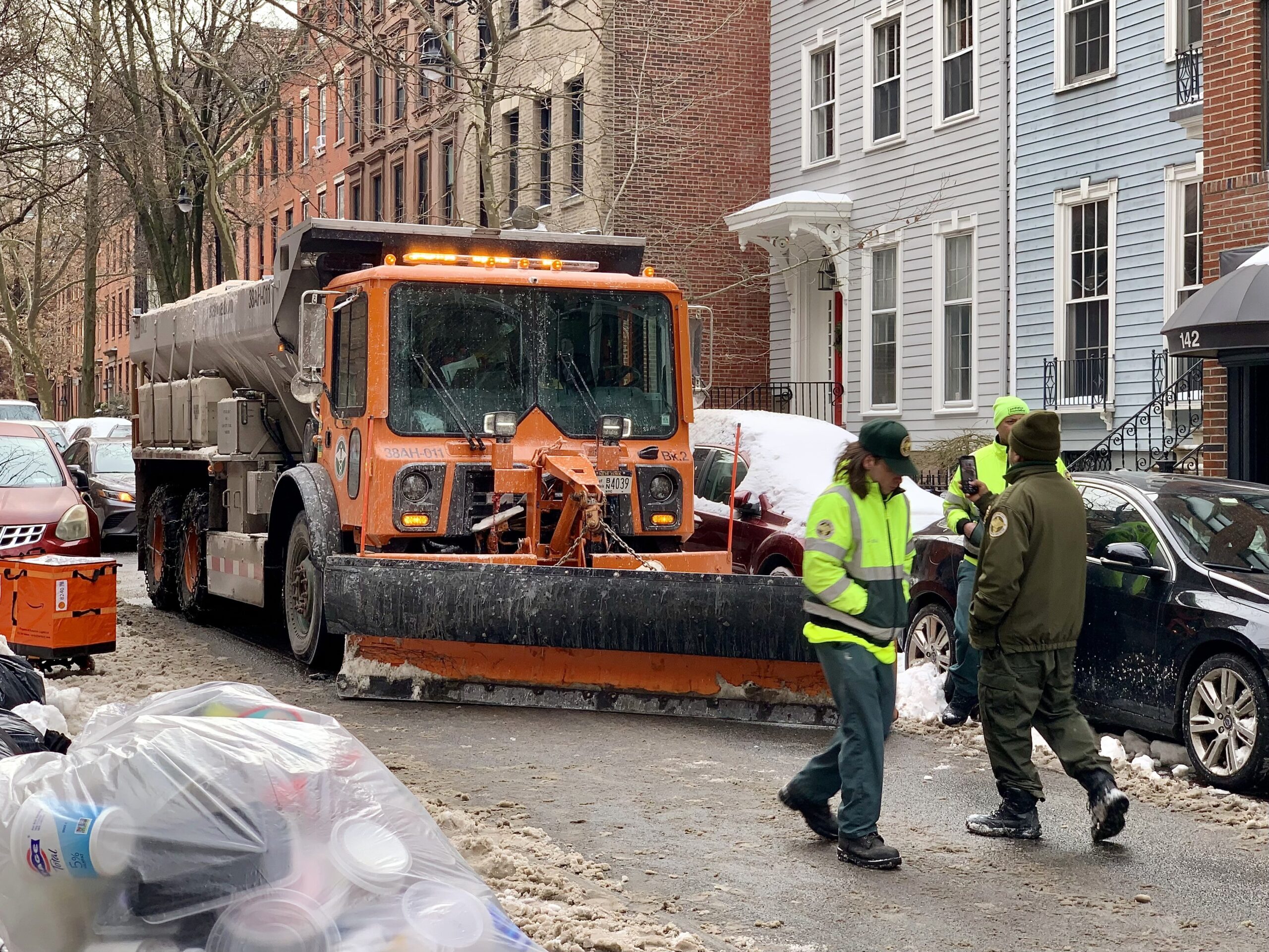 Snow plow rams Amazon cargo bike in Brooklyn, sending driver to hospital