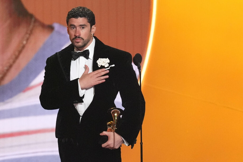 Bad Bunny accepts the award for album of the year for "Debí Tirar Más Fotos" during the 68th annual Grammy Awards on Sunday, Feb. 1, 2026, in Los Angeles. Photo: Chris Pizzello/AP